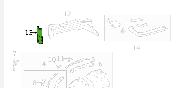 TOYOTA COROLLA 2020-2025 — FRONT BUMPER MOUNTING PLATE RH; USA BUILT; SEDAN 2020-2025