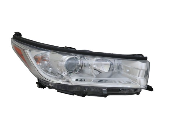 TOYOTA HIGHLANDER 2014-2019 — HEADLIGHT RH; W/CHROME BEZEL; W/O DRL; FITS LE/LE PLUS/XLE; HIGHLANDER/HYB 2017-2019
