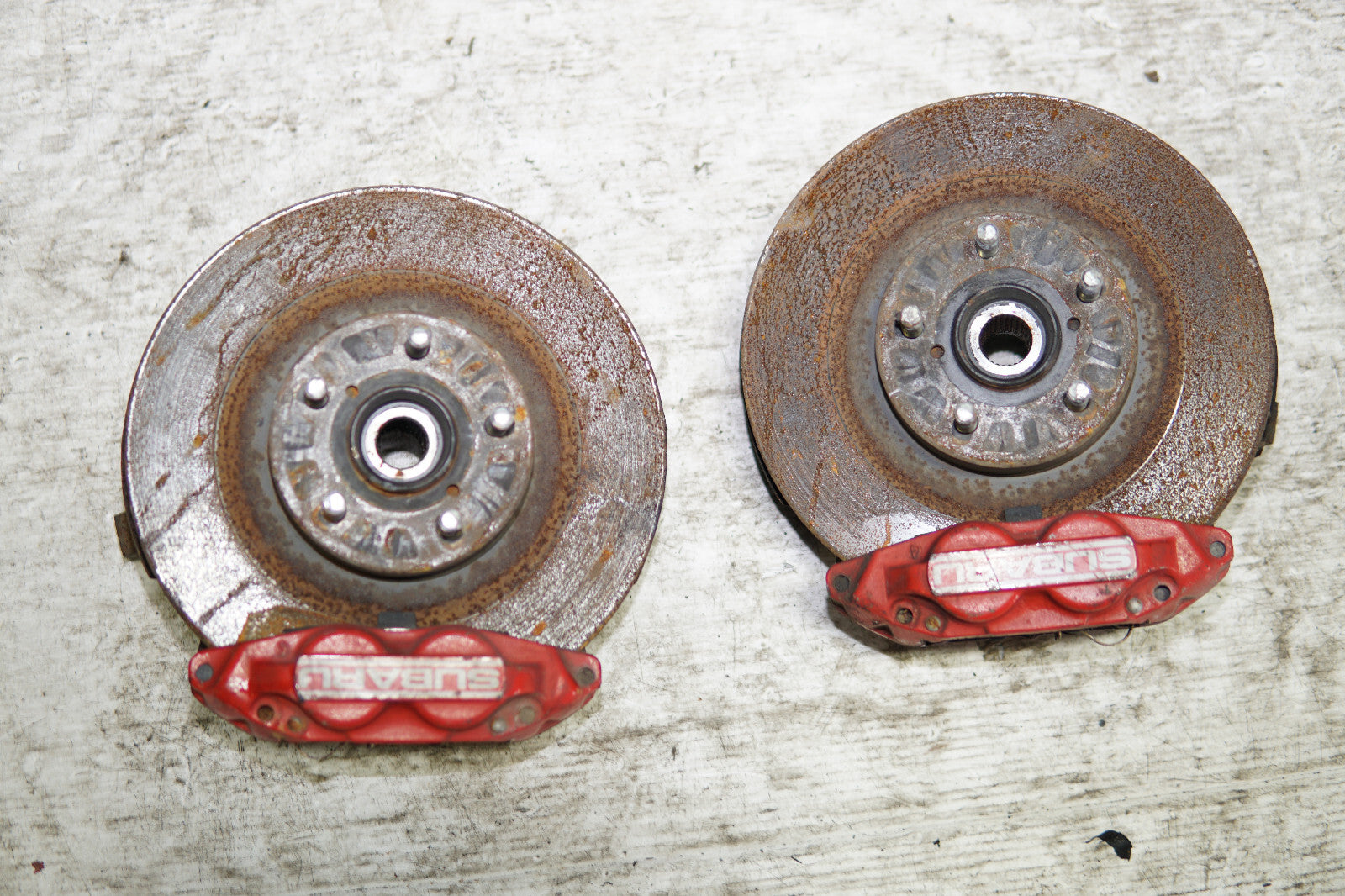 JDM Subaru Impreza WRX STi Forester 4 Pot Piston Brake Calipers Hubs Knuckles