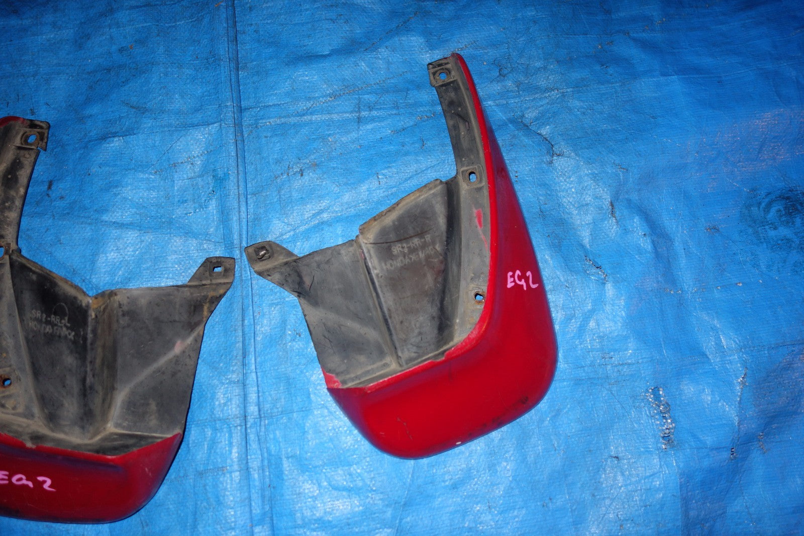 JDM Honda Del Sol EG2 OEM Rear Mud Flaps Splash Mud Guards Red 1993-1997