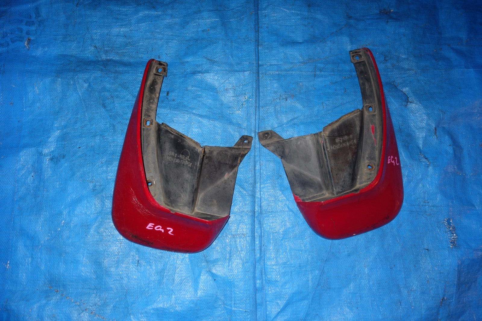 JDM Honda Del Sol EG2 OEM Rear Mud Flaps Splash Mud Guards Red 1993-1997