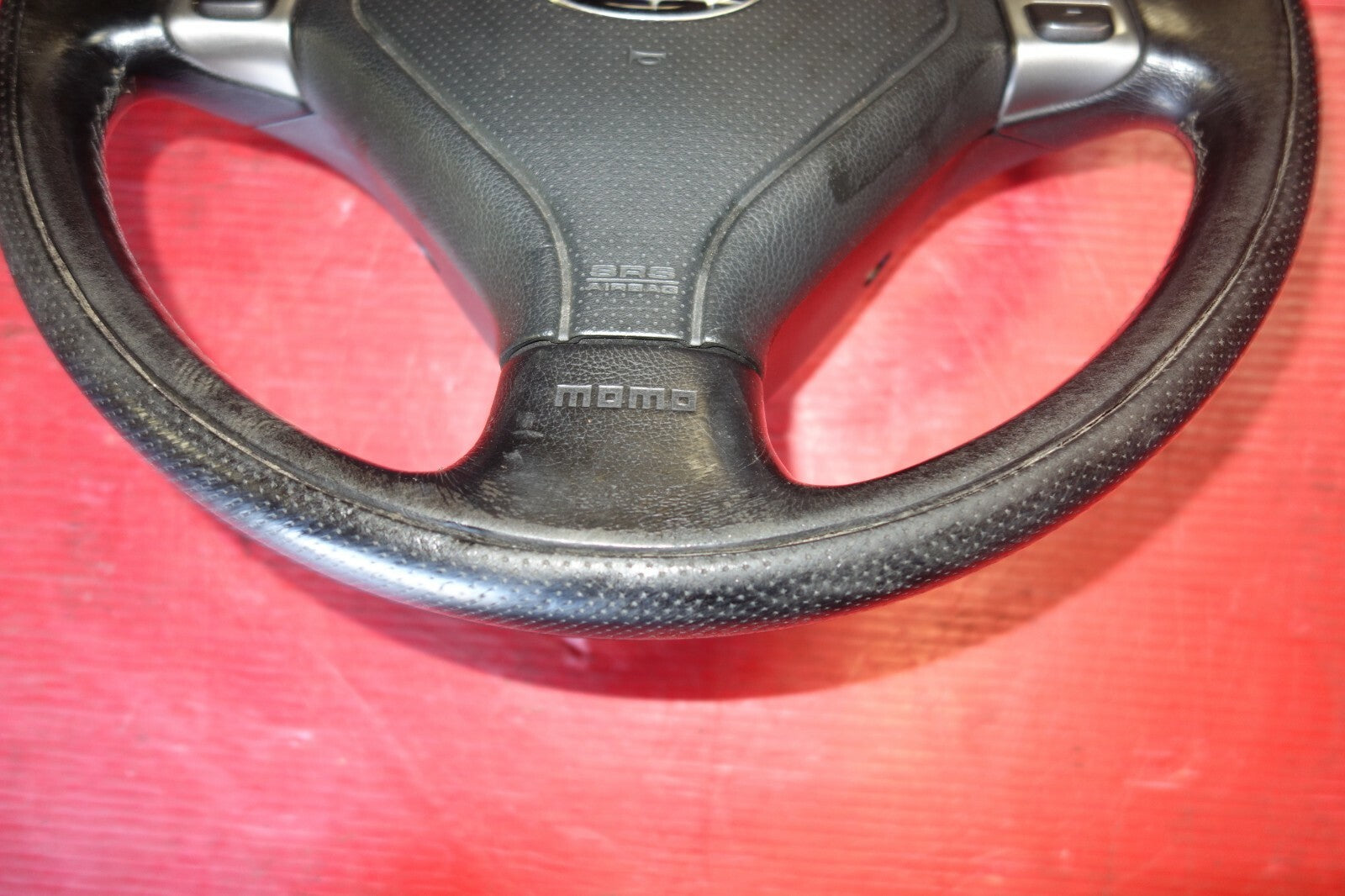 JDM Subaru Forester OEM Momo Leather Steering Wheel & Hub SG5 2003-2008 #6204