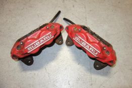 JDM Subaru Impreza WRX Front 4 pot 4 piston Brake Calipers Caliper Red Legacy Forester #3